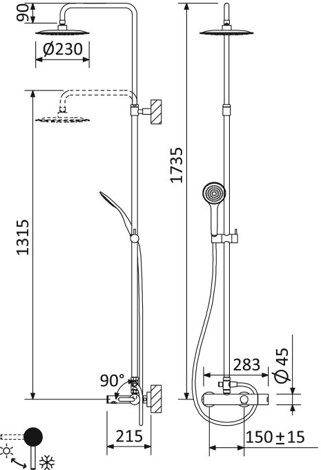 Душевая стойка Cezares LEAF-CVDA-23-BIO белый матовый
