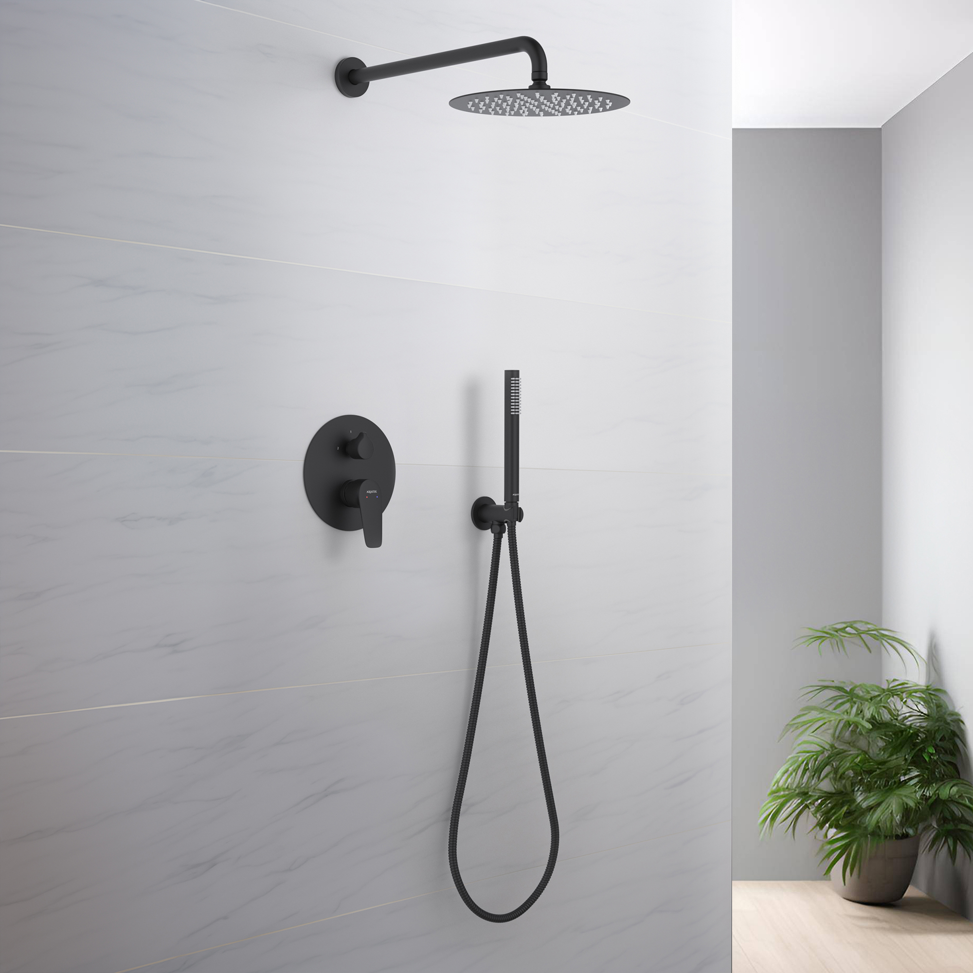 Встраиваемая душевая система Aquatek Бетта AQ1172MB черный матовый