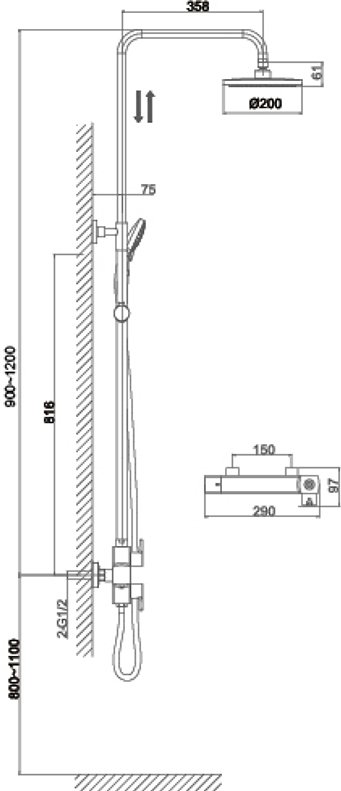 Душевая стойка D&K Bayern.Potsdam DA2173701B02 хром