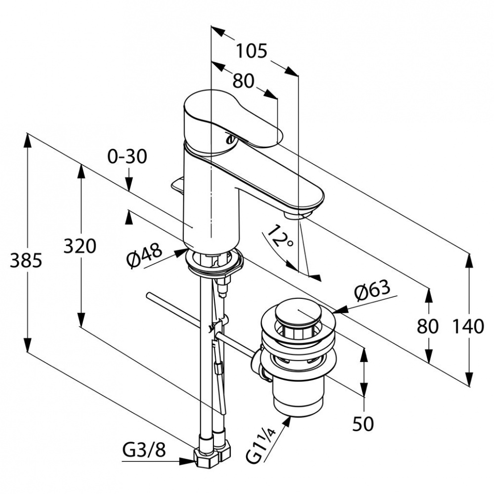 Смеситель для раковины Kludi Objekta 322330575 хром