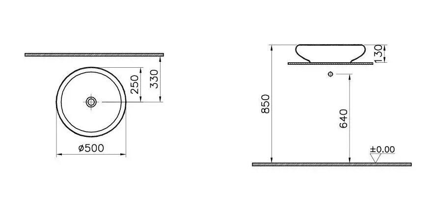 Раковина накладная 50см Vitra Istanbul 5881B403-0563 белый