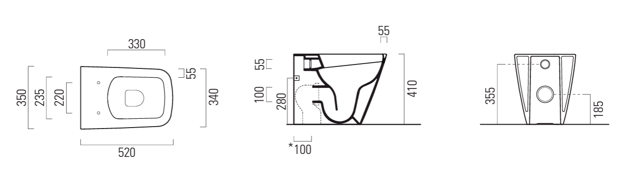 Унитаз приставной безободковый GSI Nubes 961011 белый