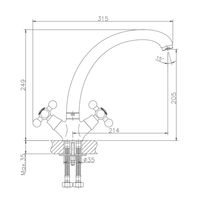 Смеситель для кухни Haiba HB4719-5, сатин