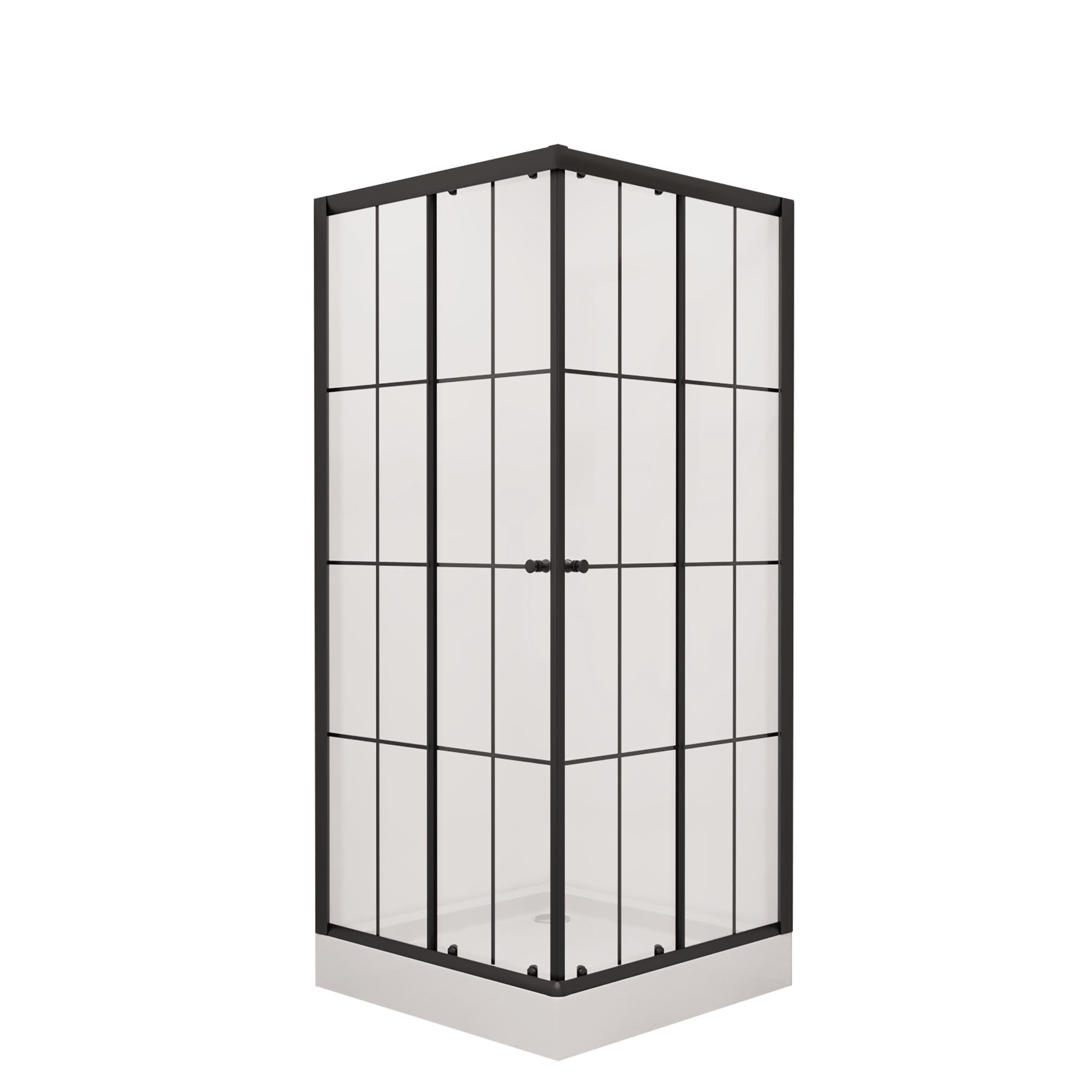 Душевой угол Niagara NG-0190-14 90x90x195 профиль черный, стекло с узором