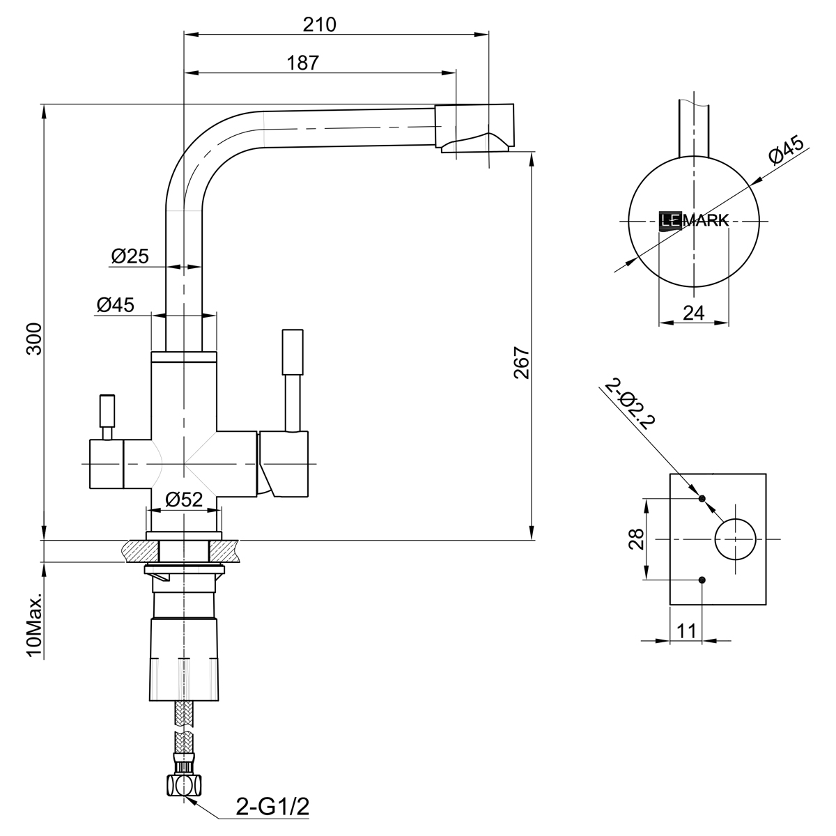 Смеситель для кухни Lemark Expert LM5061G золото