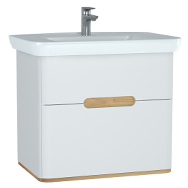 Тумба с раковиной Vitra Sento 80 подвесная Белая матовая