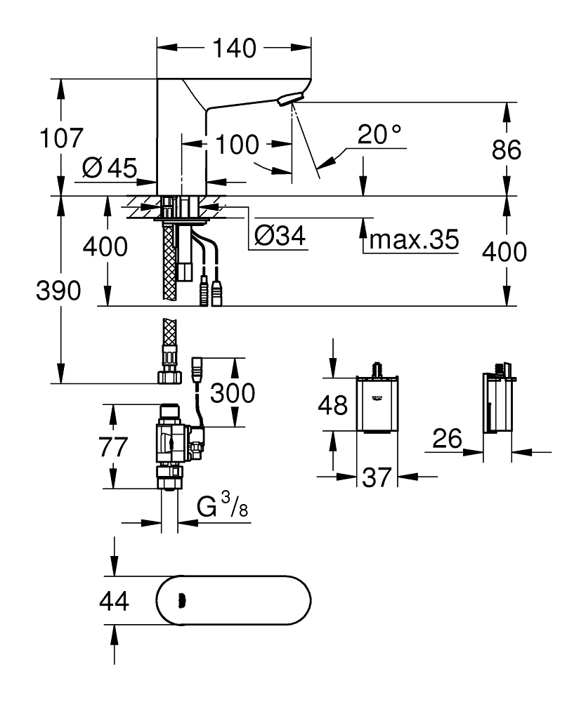 Смеситель для раковины Grohe Euroeco Cosmopolitan E 36271000 хром
