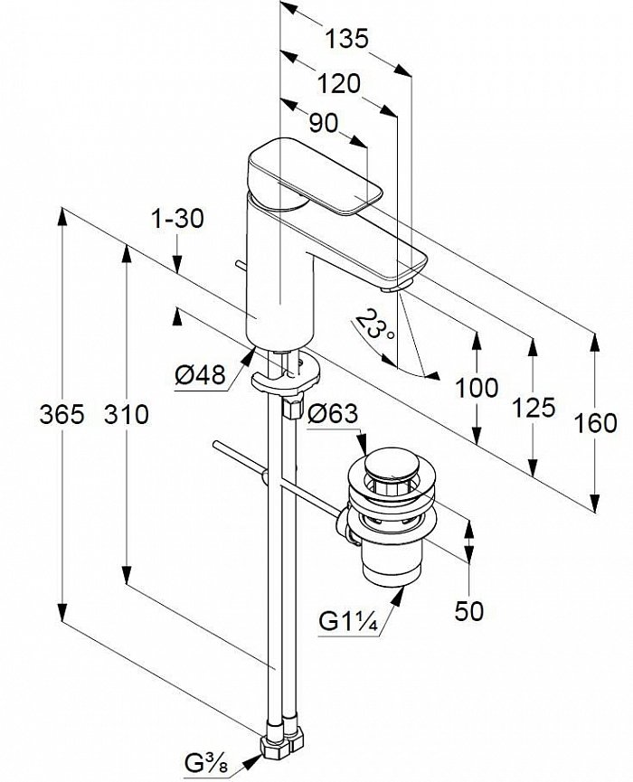 Смеситель для раковины Kludi Pure&Style 402900575 хром