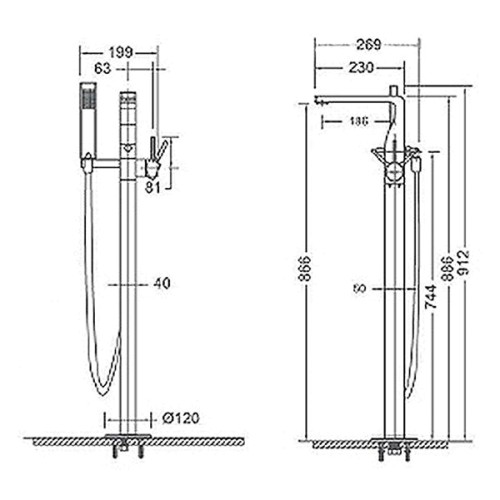 Смеситель для ванны с душем Bravat Arc F66061C-B3-ENG хром