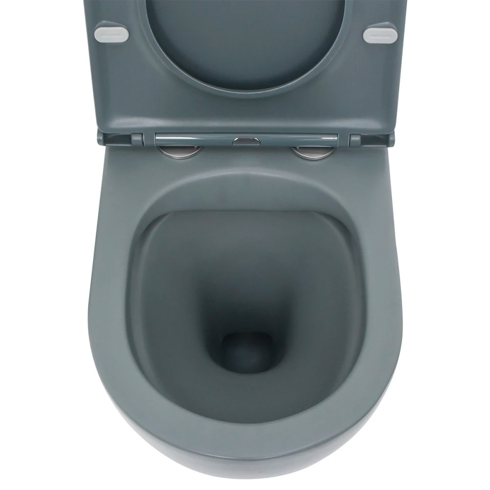 Унитаз подвесной безободковый AQUAme AQM2002MGR серый матовый, с сиденьем микролифт