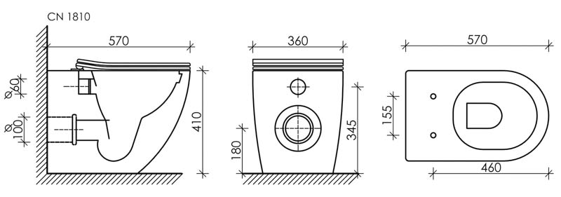 Унитаз приставной Ceramica Nova Mia CN1810 белый