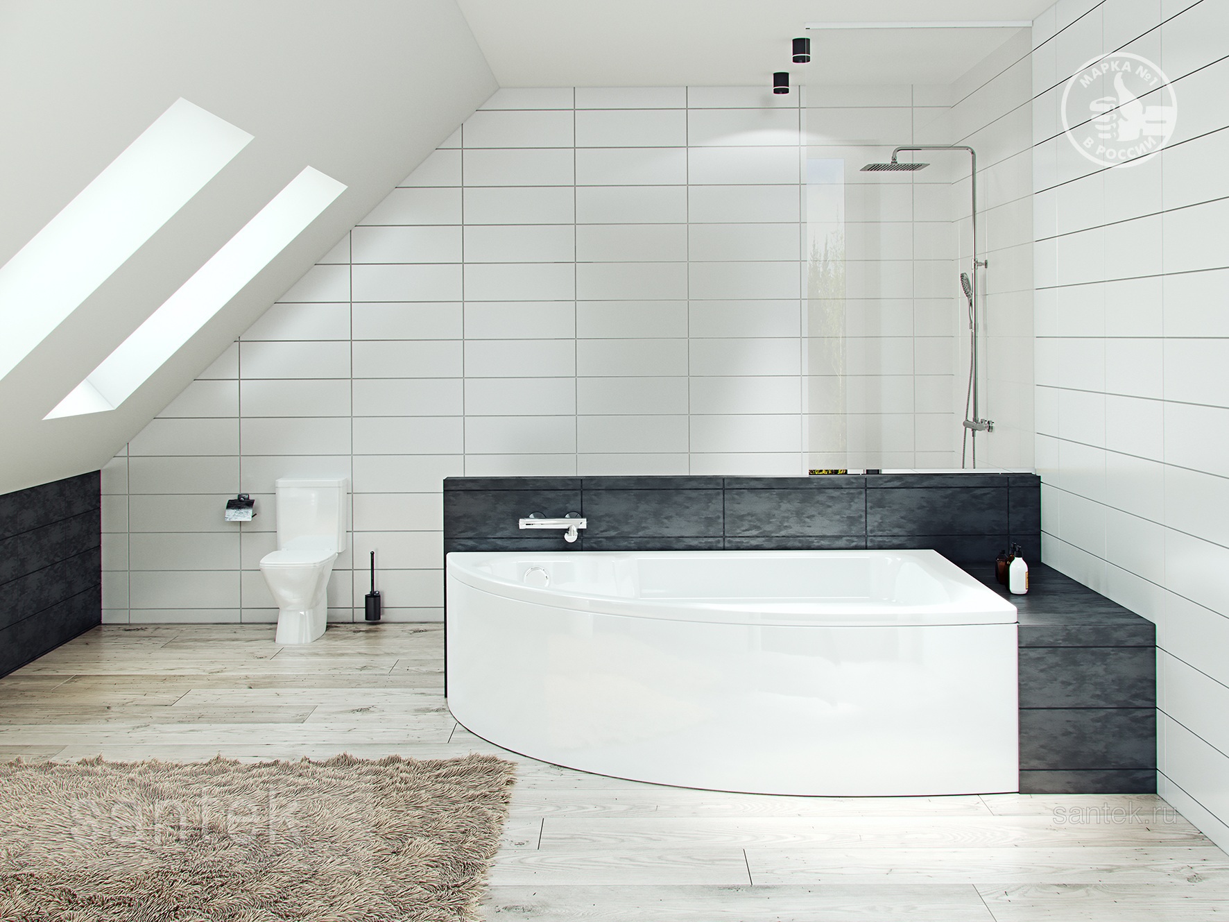 Акриловая ванна Santek Гоа 150х100 R асимметричная белая 1WH112032