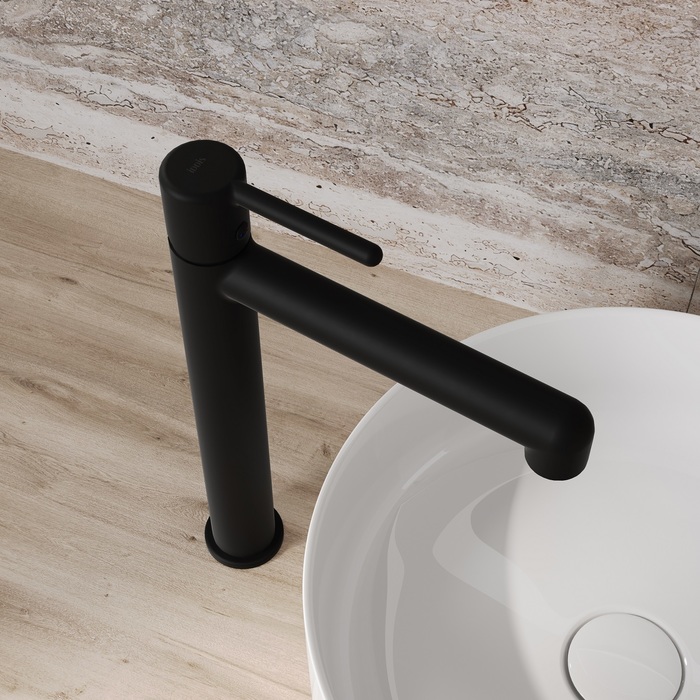 Cмеситель для настольного умывальника, черный матовый, Aiger, IDDIS AIGBL01i01