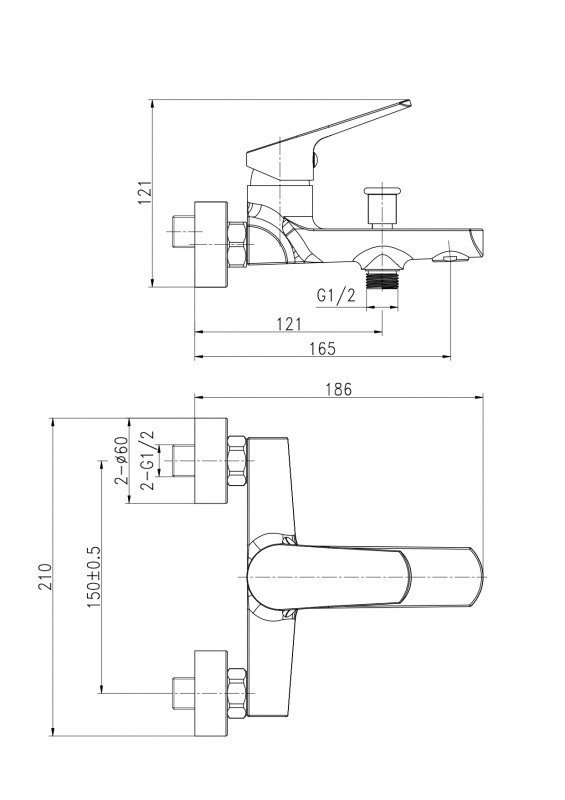 Смеситель для ванны с душем Cersanit FLAVIS 63035 хром
