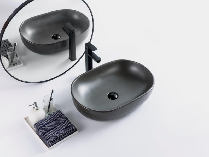 Раковина накладная BelBagno BB1084-H311 серый матовый