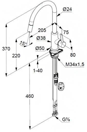 Смеситель для кухни Kludi Bingo Star XS 468518778 хром/черный матовый