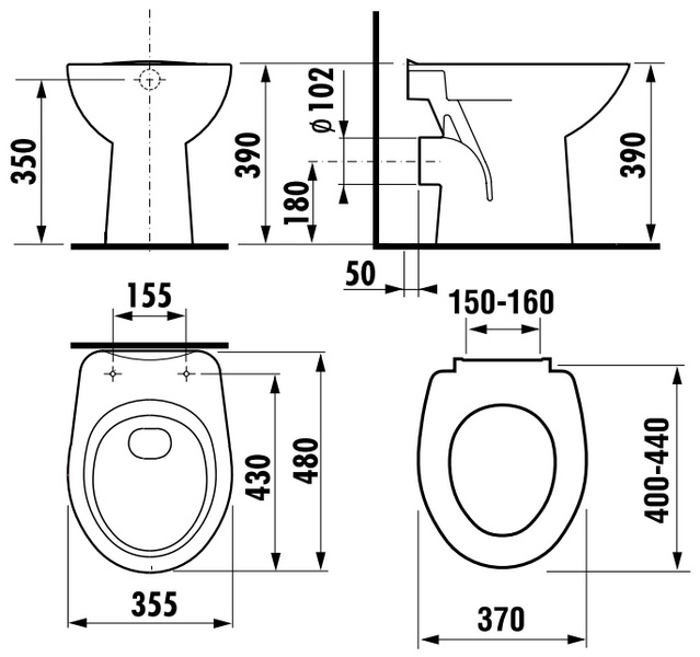 Унитаз приставной Jika Zeta 8.2239.6.000.000.1 белый, без сиденья