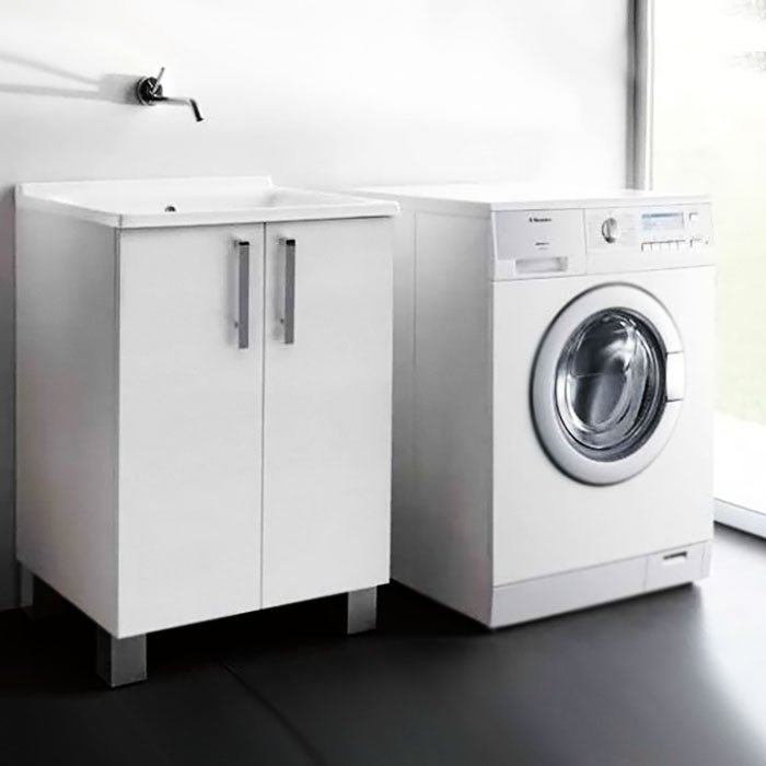 Тумба с раковиной Kerasan Aquadom 60 для постирочной Белая