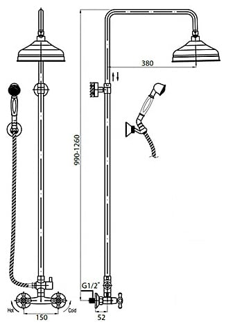 Душевая стойка Cezares Retro CD 01