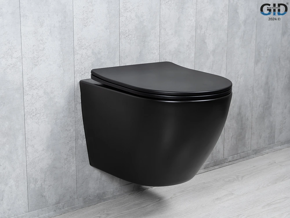 Унитаз подвесной безободковый GID Tr2122TF-Bm черный матовый, с сиденьем микролифт