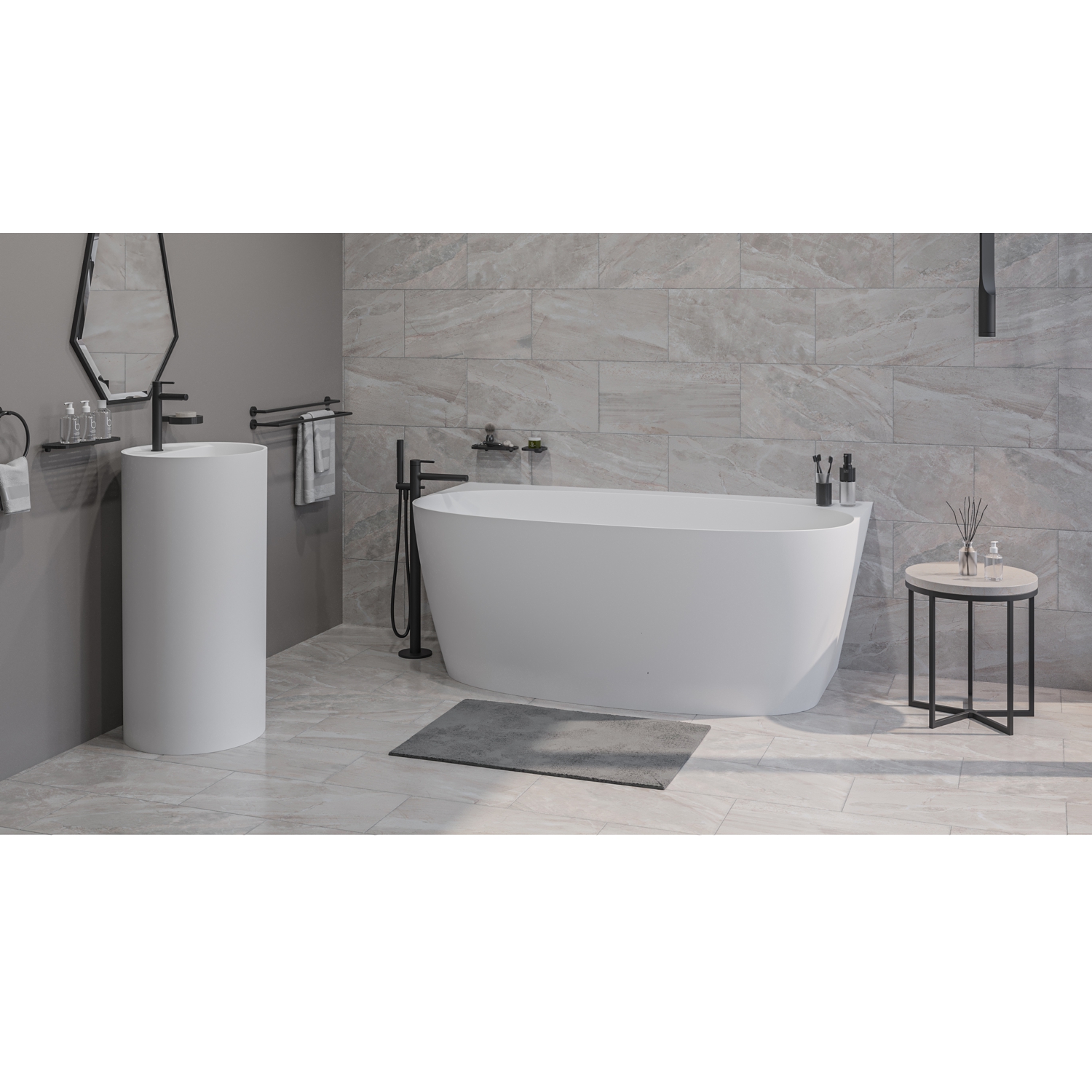 Ванна WHITECROSS Pearl A 155x80 (белый мат) иск. камень