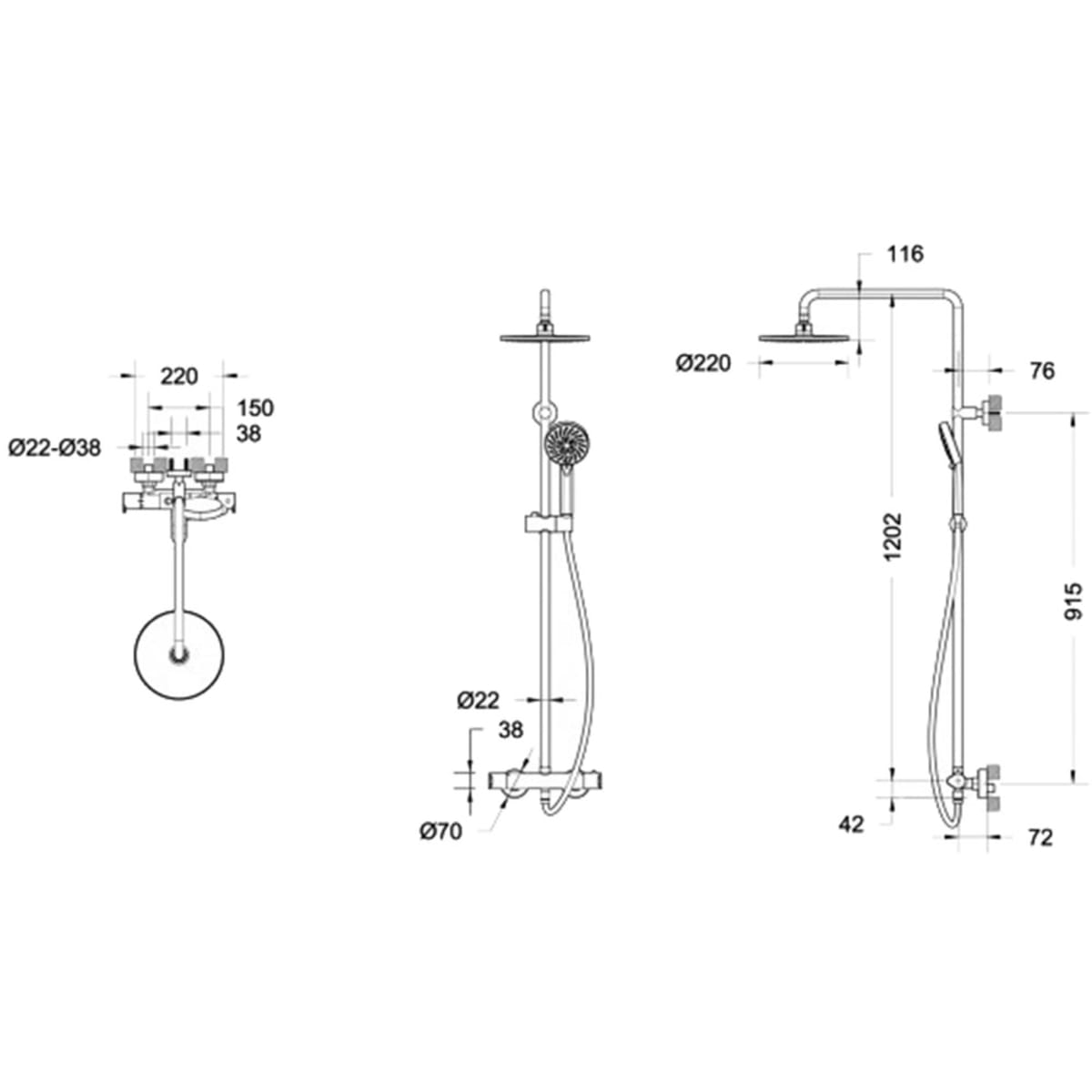 Душевая система Bravat Waterfall F939114C-A3-RUS Хром