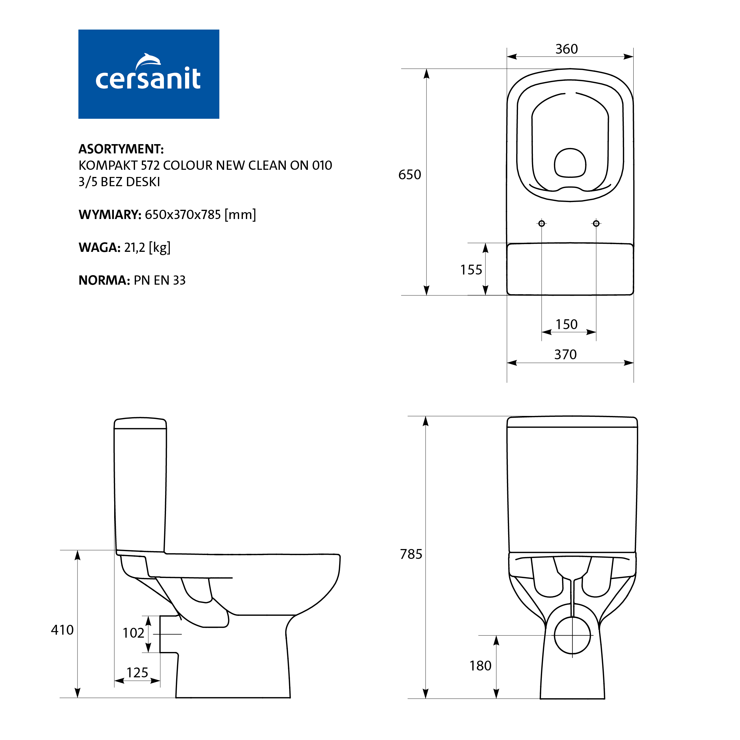 Унитаз напольный Cersanit COLOUR S-KO-COL011-3/5-COn-DL-w белый, с сиденьем микролифт