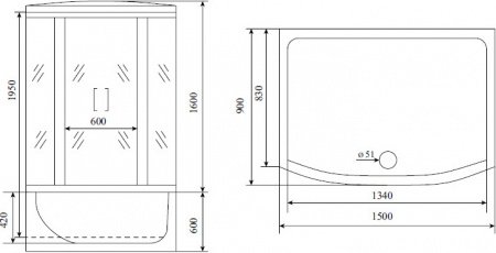Душевая кабина Timo Lux T-7770  150x88x220 профиль хром глянцевый, стекло прозрачное
