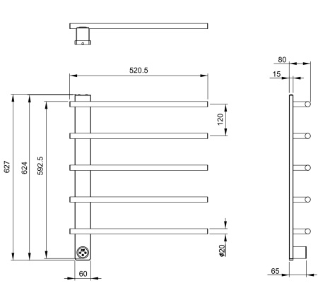 Полотенцесушитель электрический WONZON & WOGHAND NÜRNBERG, Темный графит (WW-AL345-GM)