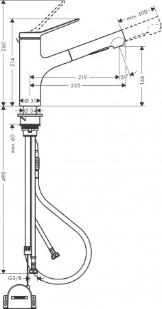 Смеситель для кухни Hansgrohe Zesis M33 74803800 нержавеющая сталь
