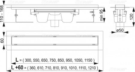 Душевой лоток AlcaPlast APZ1006-300 с опорами