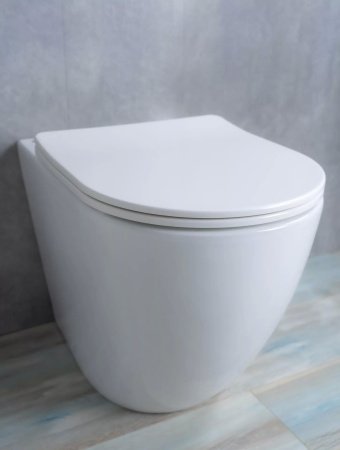 Унитаз приставной безободковый GID TRS-269 с сиденьем микролифт, белый