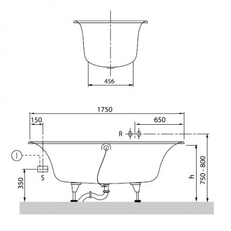 Квариловая ванна Villeroy & Boch Cetus 175х75 UBQ175CEU7V-01 белая