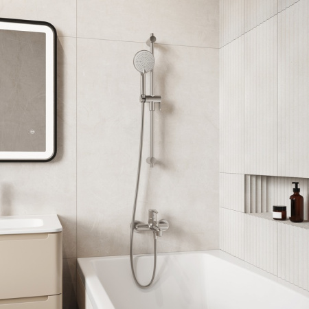 Cмеситель для ванны, хром матовый, Aiger, IDDIS AIGBC00i02WA