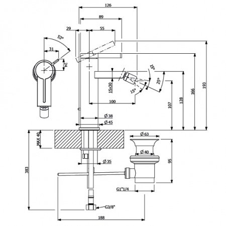 Смеситель для биде Villeroy & Boch Dawn TVB10620115061 хром