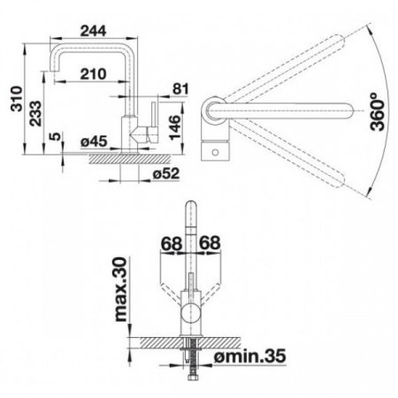 Смеситель для кухни Blanco Mili 523110 серый беж