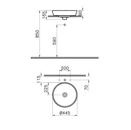 Раковина накладная 45см Vitra Metropole 5940B003-0012 белый