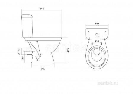 Унитаз-компакт Santek Паллада с горизонтальным выпуском 1WH302376
