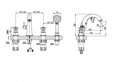 Смеситель для ванны с душем Lemark Vintage LM2841B бронза