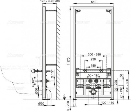 Инсталляция для биде AlcaPlast A105/1200