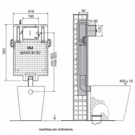 Бачок скрытого монтажа для приставных унитазов OLI 80 600051