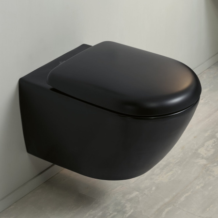 Унитаз подвесной безободковый Villeroy & Boch Antao 4674T0R7 черный матовый, с покрытием CeramicPlus, без сиденья
