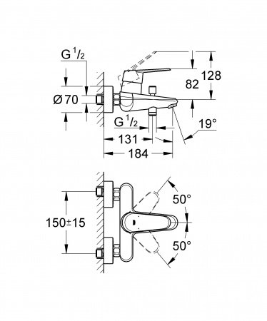 Смеситель для ванны Grohe Eurodisc Cosmopolitan 33390002 хром