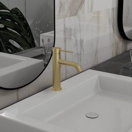 Смеситель для раковины Vincea Desire City VBF-2C1BG золото матовое