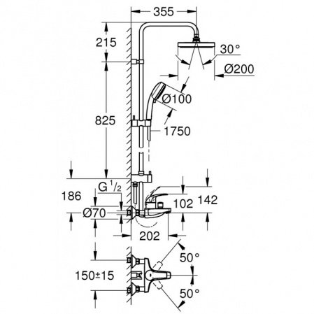 Душевая стойка Grohe Tempesta Cosmopolitan System 26305001 хром
