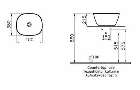 Раковина накладная 45см Vitra Plural 7811B483-0016 черный матовый