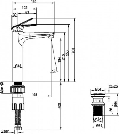 Смеситель для раковины Villeroy & Boch O.Novo Start TVW10510511061 хром