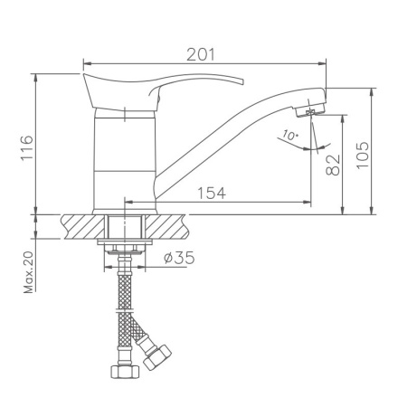 Смеситель для кухни Haiba HB4501-2, хром