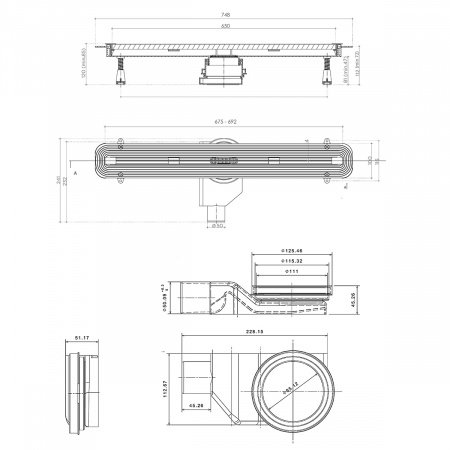 Душевой лоток Pestan Confluo Premium Slim Line 650