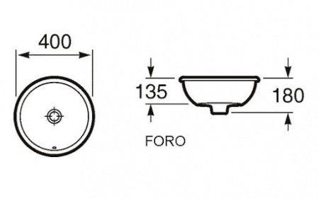 Раковина встраиваемая сверху 40см Roca Foro 327872000 белый